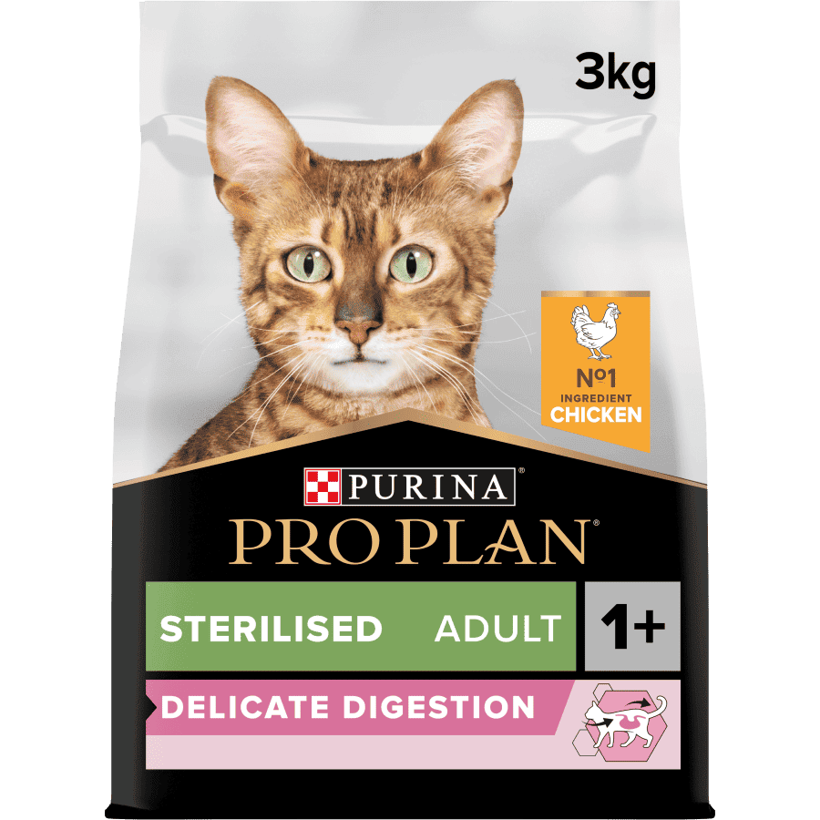 PRO PLAN STERILISED ADULT DELICATE DIGESTION DRY CAT FOOD WITH CHICKEN, 3 KG