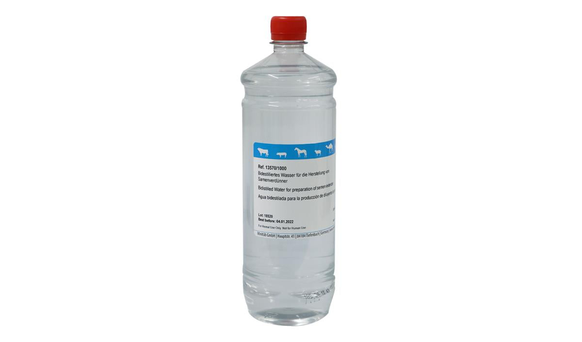 DOUBLE DISTILLED WATER: 1 L, PYROGEN FREE AND STERILE