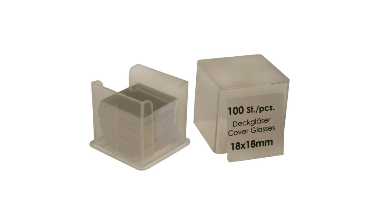 COVER GLASS: 18 X 18 MM, 100/BOX
