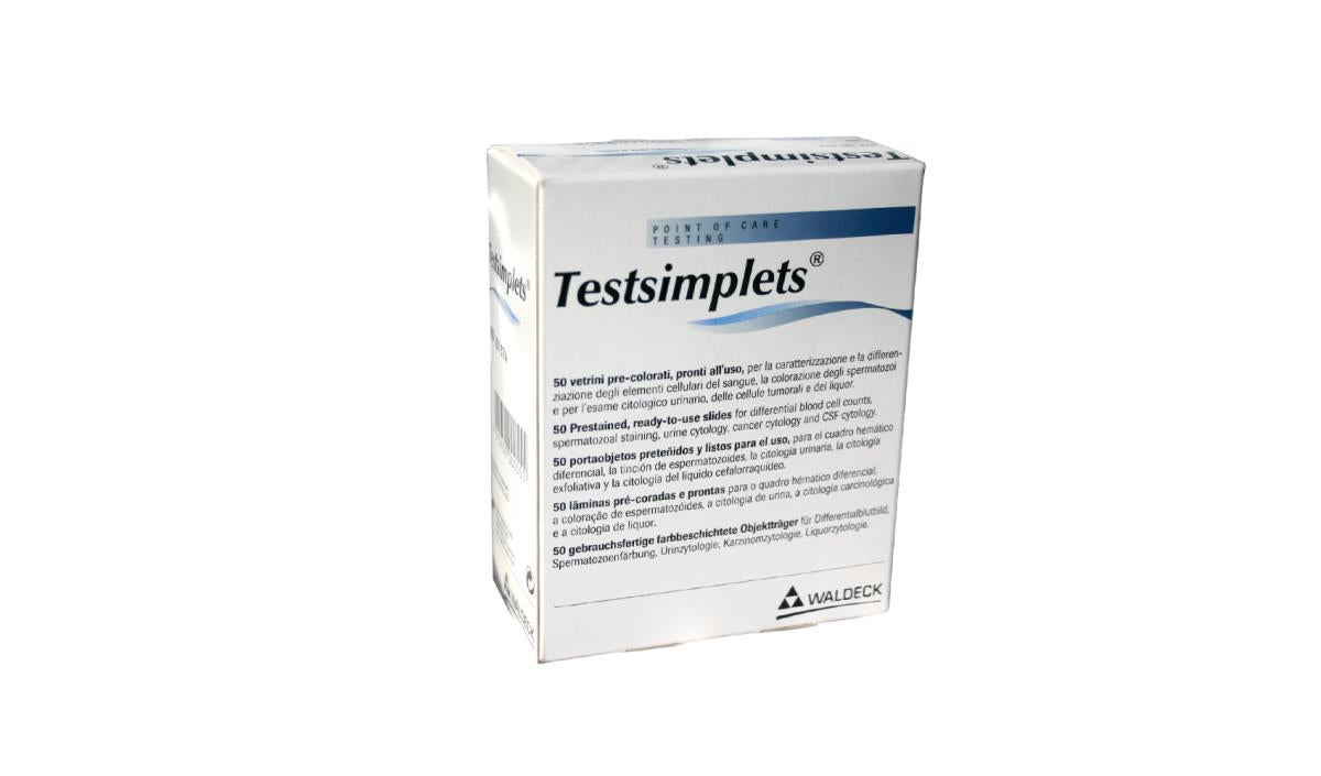 TEST SIMPLETS: PRESTAINED MICROSCOPE SLIDES, 50/BOX