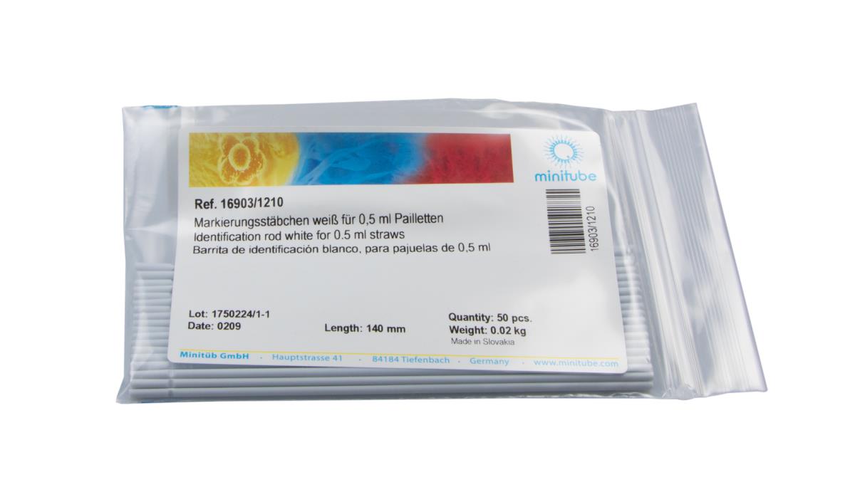 IDENTIFICATION ROD FOR 0.5ML STRAWS,WHITE,140 MMLONG 50/PKG