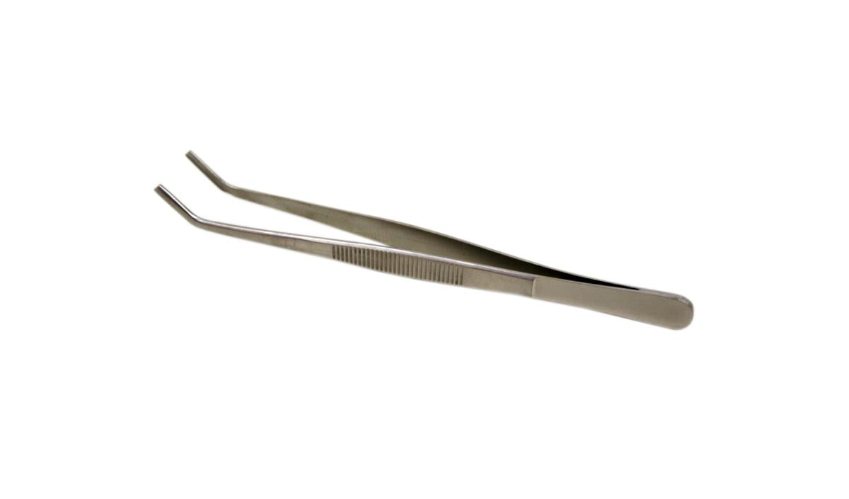 TWEEZERS, ANGLED, BLUNT, 15 CM, STAINLESS STEEL