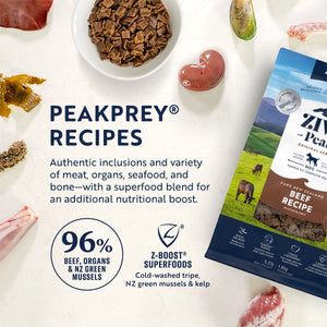 ZIWI Peak Air-Dried Beef Recipe Dry Dog Food - 4KG