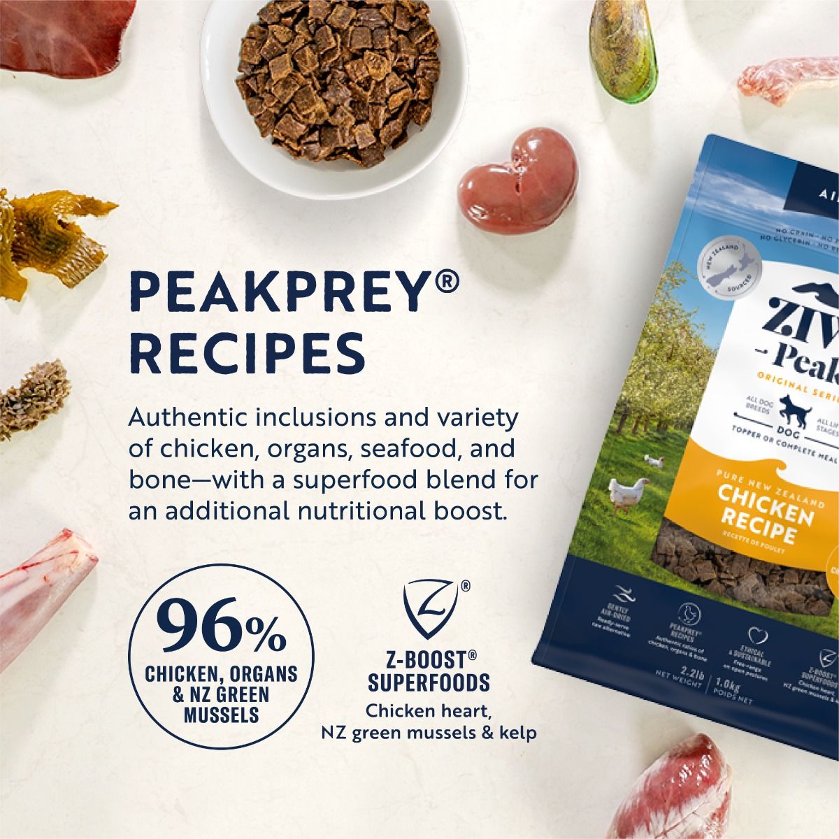 ZIWI Peak Air-Dried Chicken Recipe Dry Dog Food - 1kg