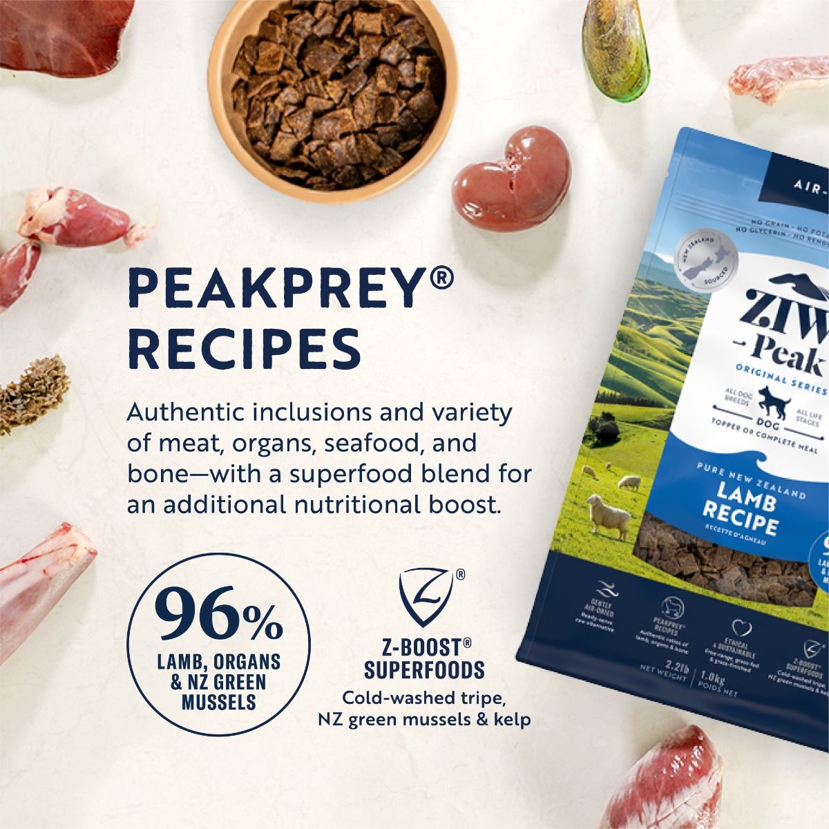 ZIWI Peak Air-Dried Lamb Recipe Dry Dog Food - 4KG