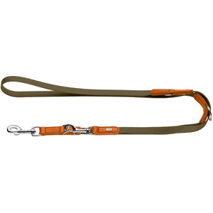 Hunter Wolmar BioThane x Leather Training Dog Leash - Khaki-Orange 16/200