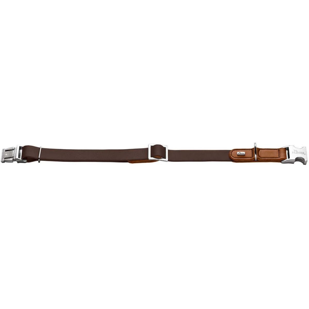 Hunter Wolmar Alu-Strong BioThane x Leather Dog Collar - Chocolate-Cognac Medium