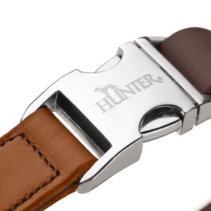 Hunter Wolmar Alu-Strong BioThane x Leather Dog Collar - Chocolate-Cognac Medium