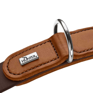 Hunter Wolmar Alu-Strong BioThane x Leather Dog Collar - Chocolate-Cognac Medium