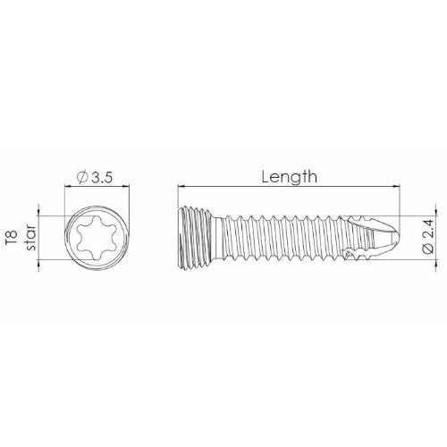2.4mm Locking Screw 2.4 Star Head 6mm Long - Shopivet.com