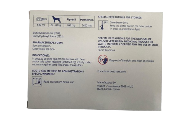 EFFITIX (Fipronil / Permethrin) spot on for medium dogs 10-20kg