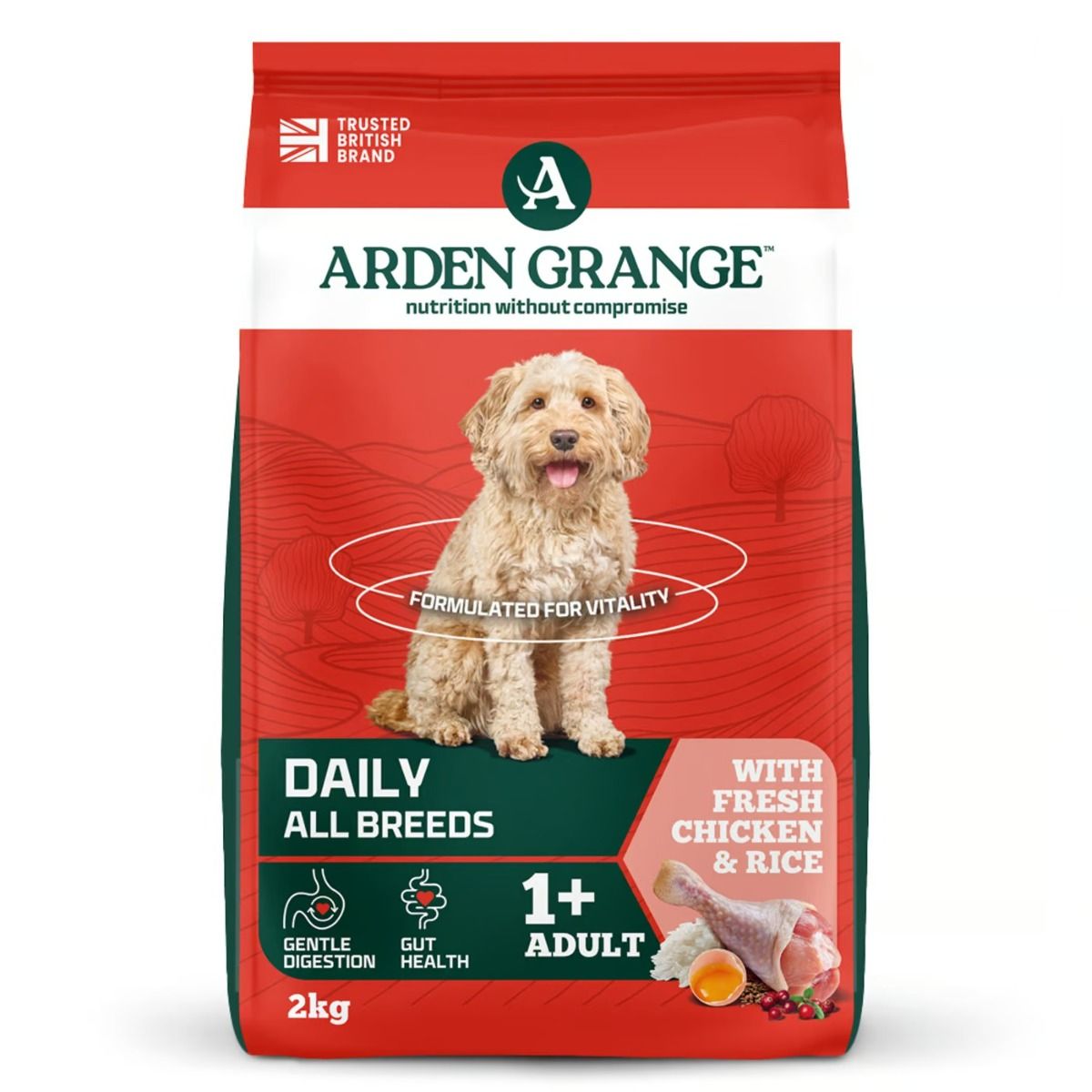 Arden Grange Daily All Breeds Adult Fresh Chicken & Rice Dry Dog Food - 12kg