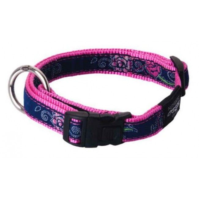 Rogz Denim Rose Dog Collar - DENIM ROSE L