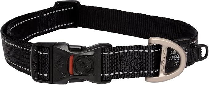 Rogz Utility Reflective Stitching Dog Collar - BLACK X-Large