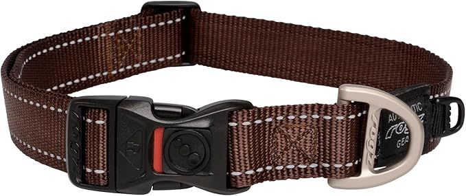 Rogz Utility Reflective Stitching Dog Collar - CHOCOLATE XX-Large
