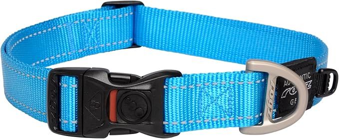 Rogz Utility Reflective Stitching Dog Collar - Turquoise Small