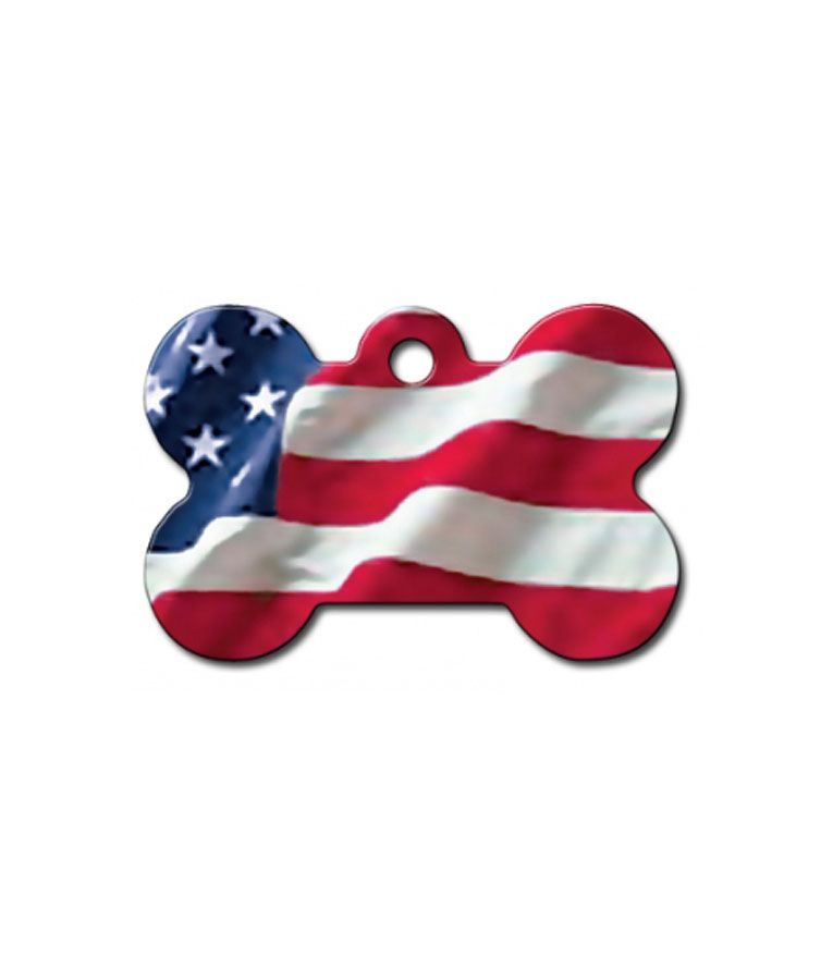 ID Tag Bone Painted USA Flag -