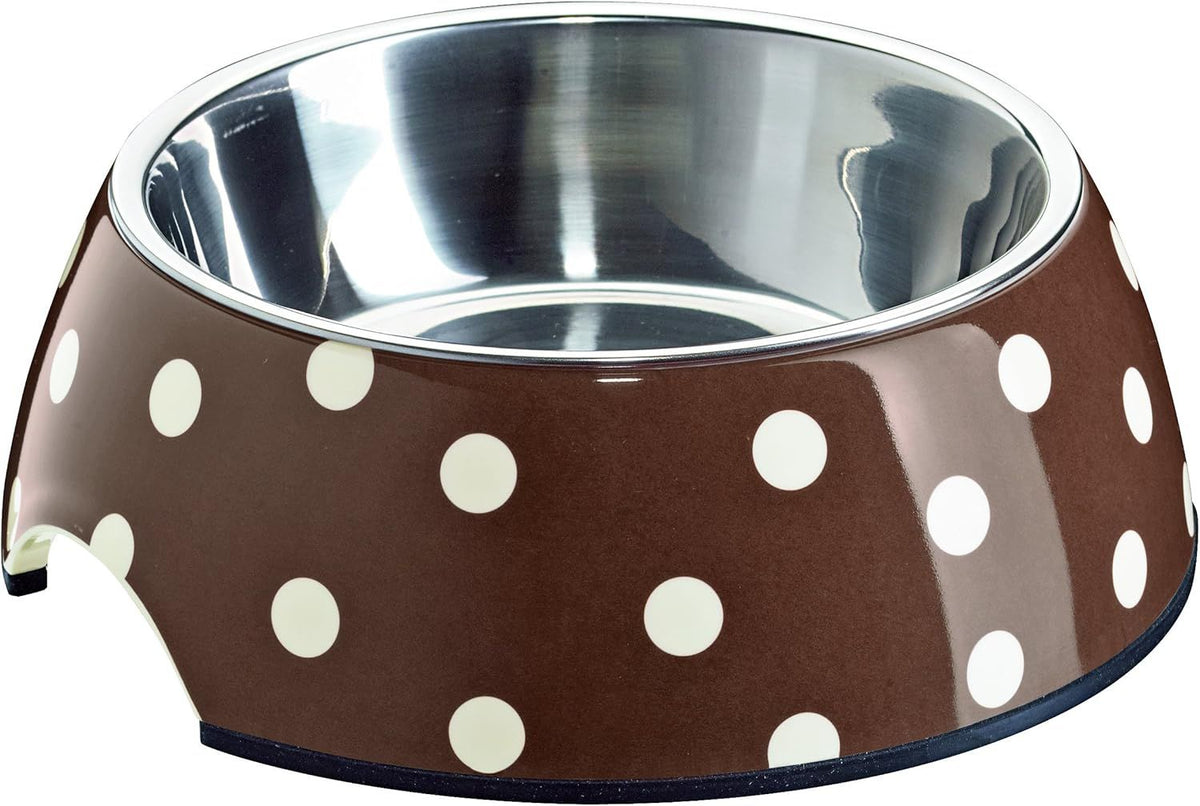 Hunter Melamine Dots Dog Bowl - Brown 350ML