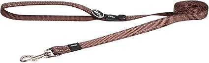 Rogz Utility Reflective Stitching Long Dog Leash - CHOCOLATE M 1.8M/6