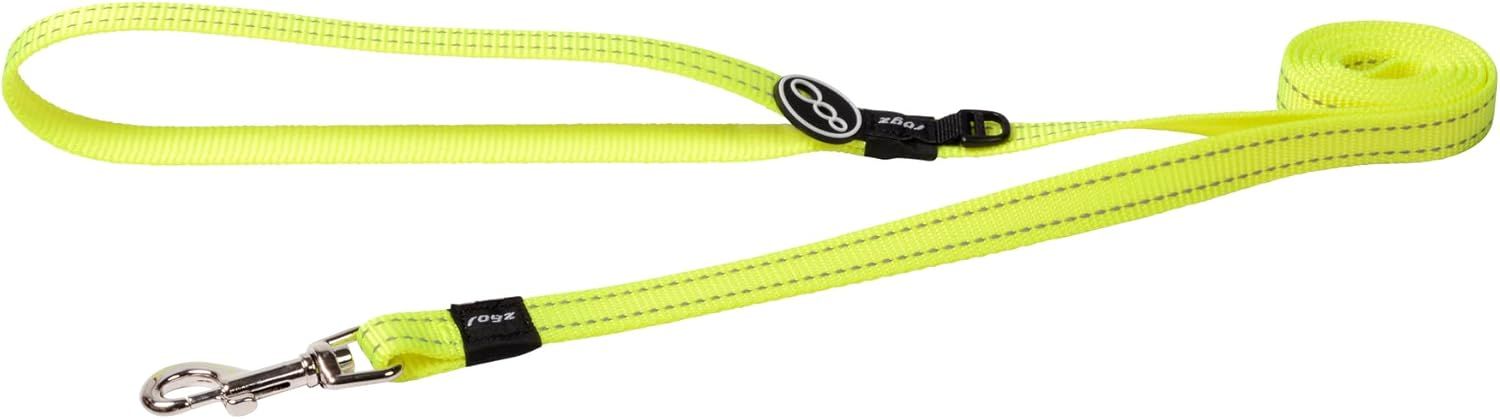 Rogz Utility Reflective Stitching Long Dog Leash - LIME M 1.8M/6