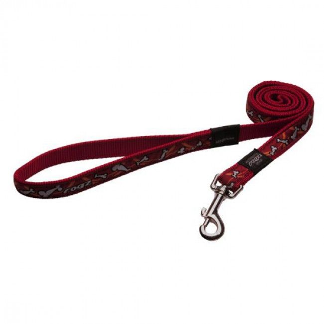 Rogz Bones On Red Dog Leash - BONES ON RED L 1.4M/4.7