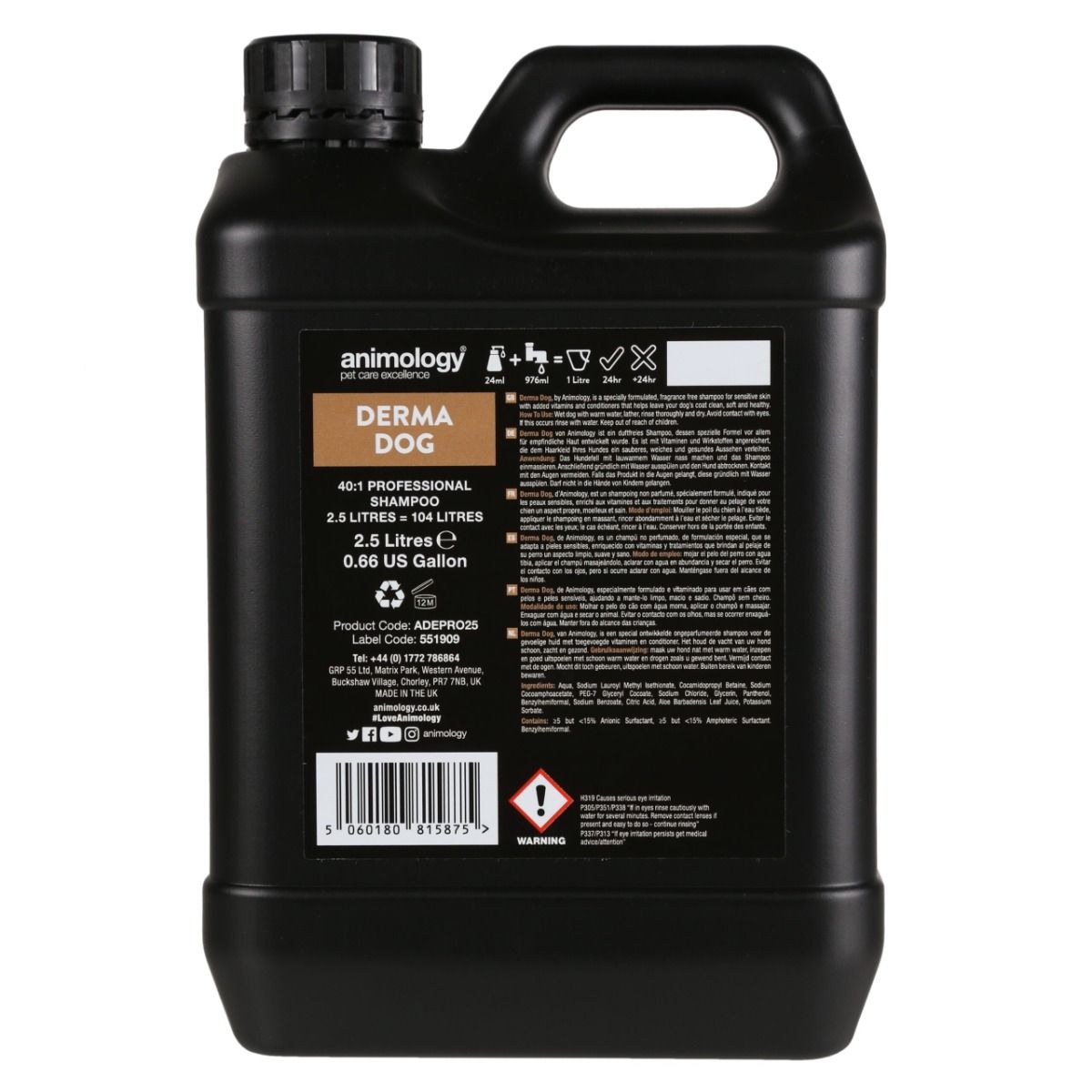 Animology Derma Dog Sensitive Skin Dog Shampoo - 5 LITERS