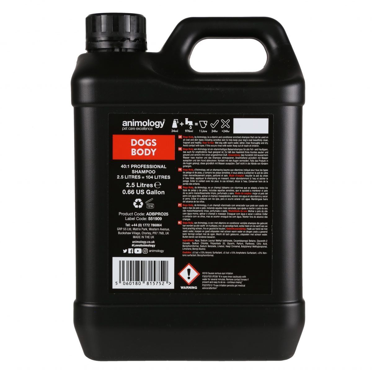 Animology Dogs Body All Breed Dog Shampoo - 5 LITERS