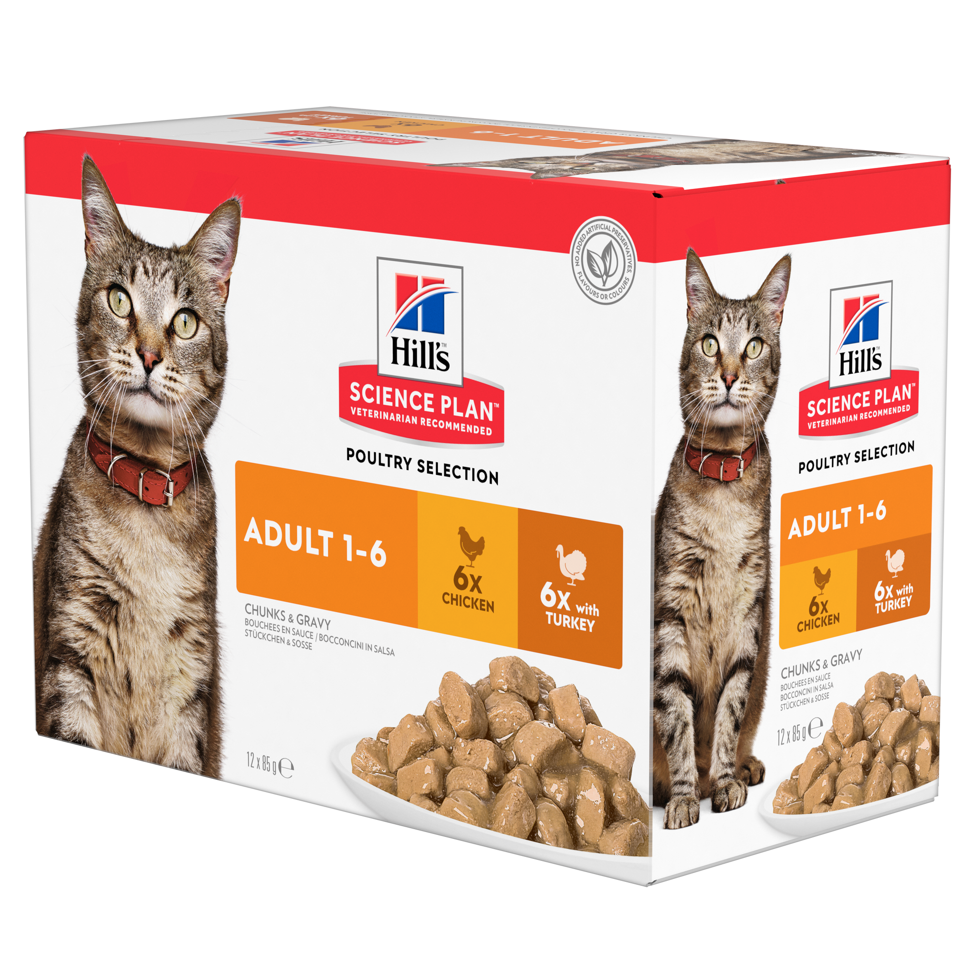 Hill’s Science Plan Adult Wet Cat Food Multipack with Turkey, Chicken Pouches (12x85g)