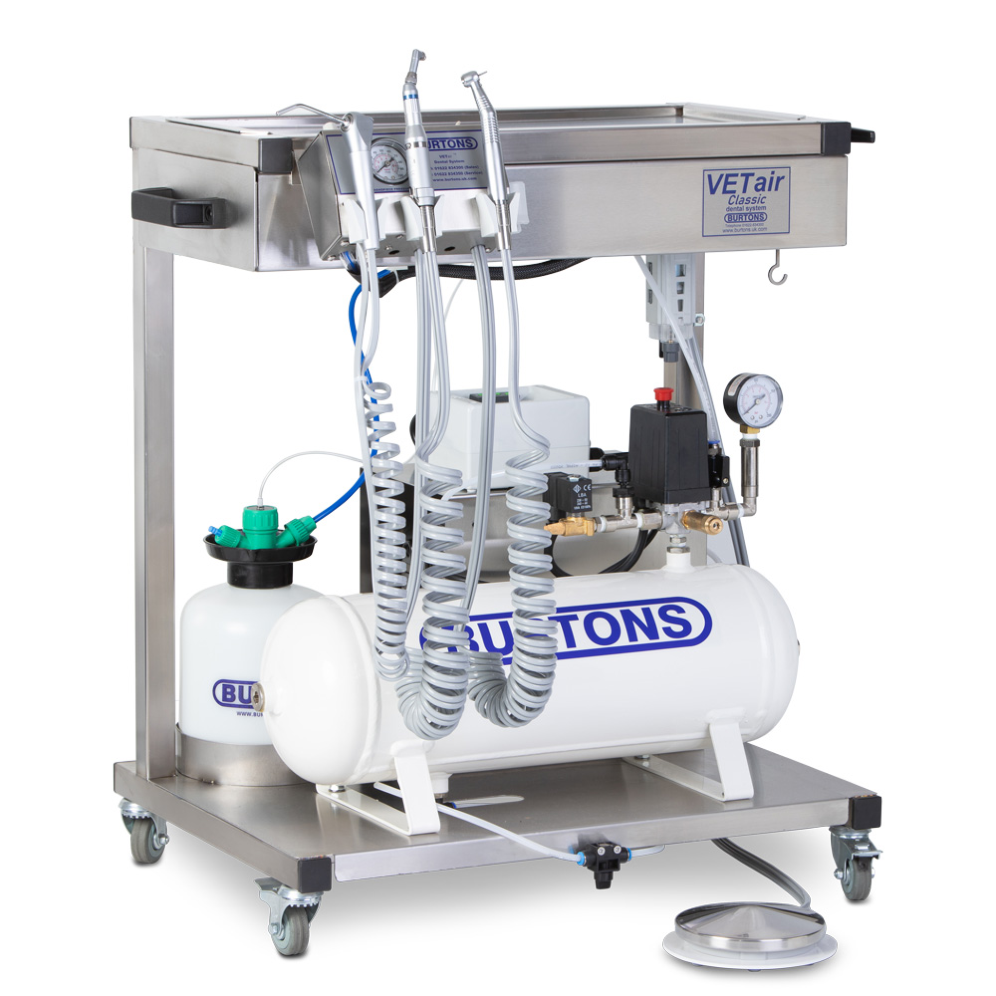 Burtons VETair Classic Stainless Steel Mobile Dental Unit Oil Free Compressor