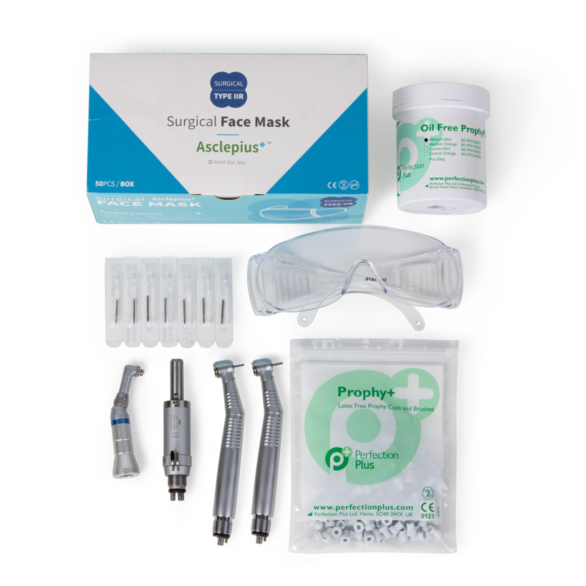 VETair Starter Kit Includes: 2 LED Handpieces, Goggles, Masks, Burrs, Cups & Paste