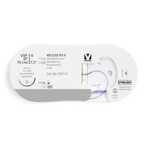 KRUUSE PD-X Suture, USP 3-0/EP 2, 70 cm/27.5", violet, 26 mm needle, 1/2 circle, round bodied, taper point, 12/pk