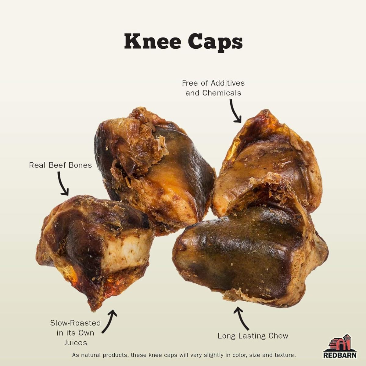 Redbarn Natural Knee Caps Bones Dog Treats 4pk -