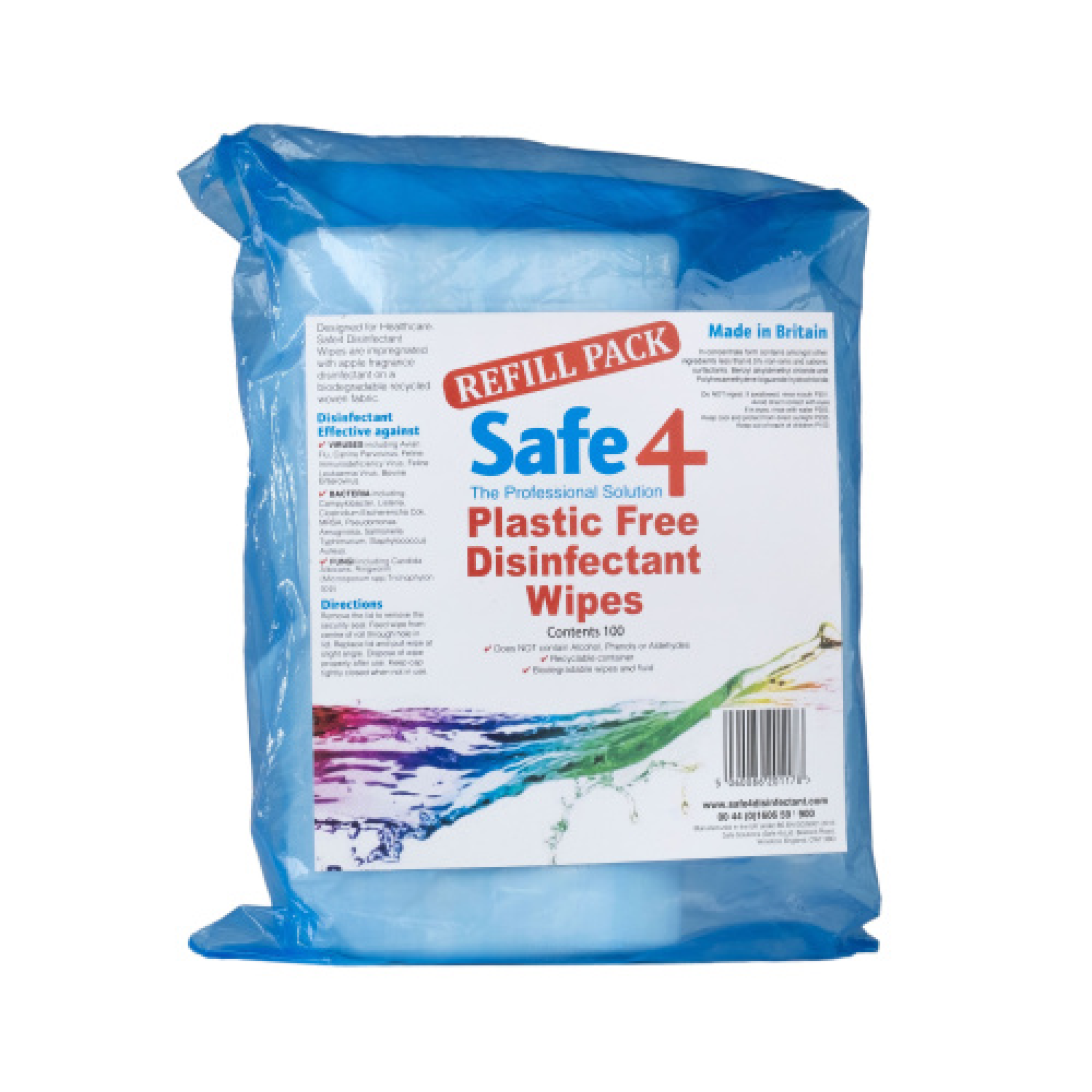 Safe 4 Plastic Free Disinfectant Wipes, Refill Pack-Zero Waste