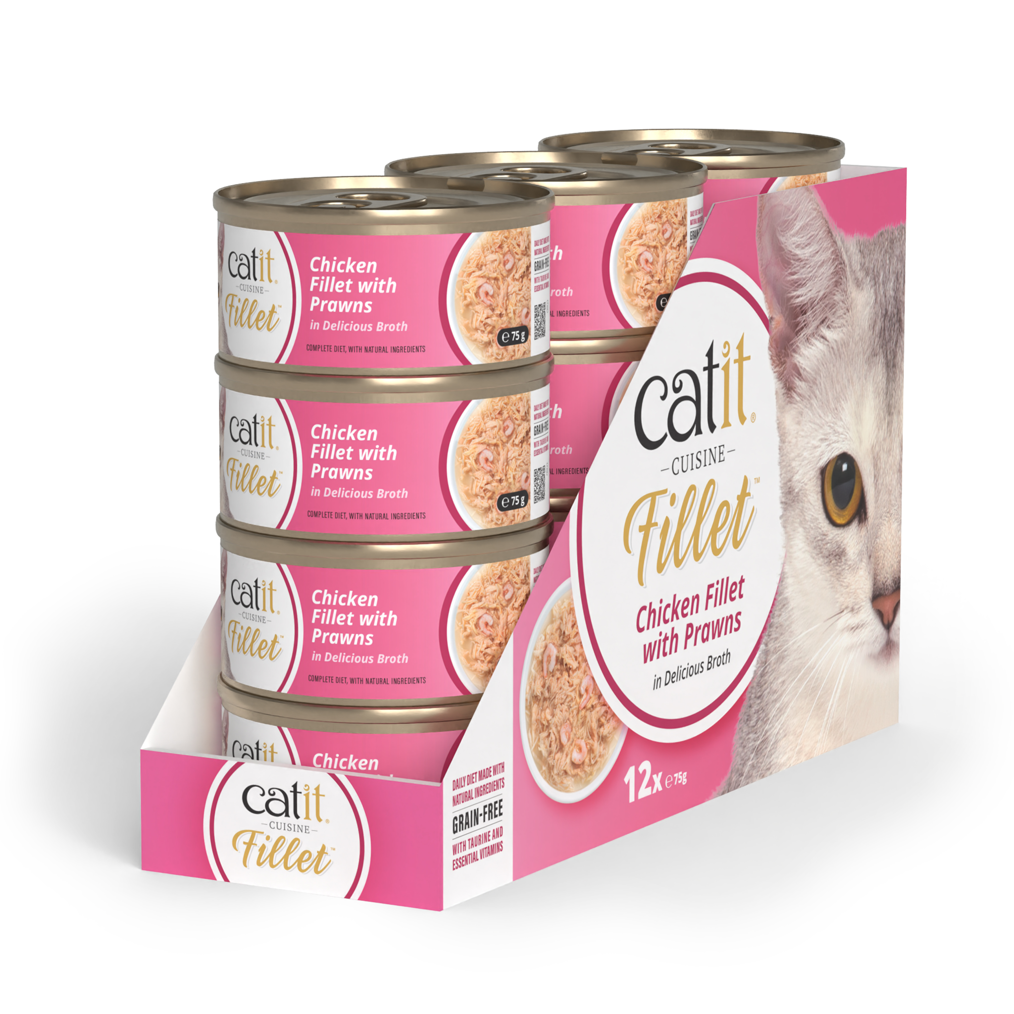 Catit Cuisine Chicken Fillet with Prawns, 12 x 75 g