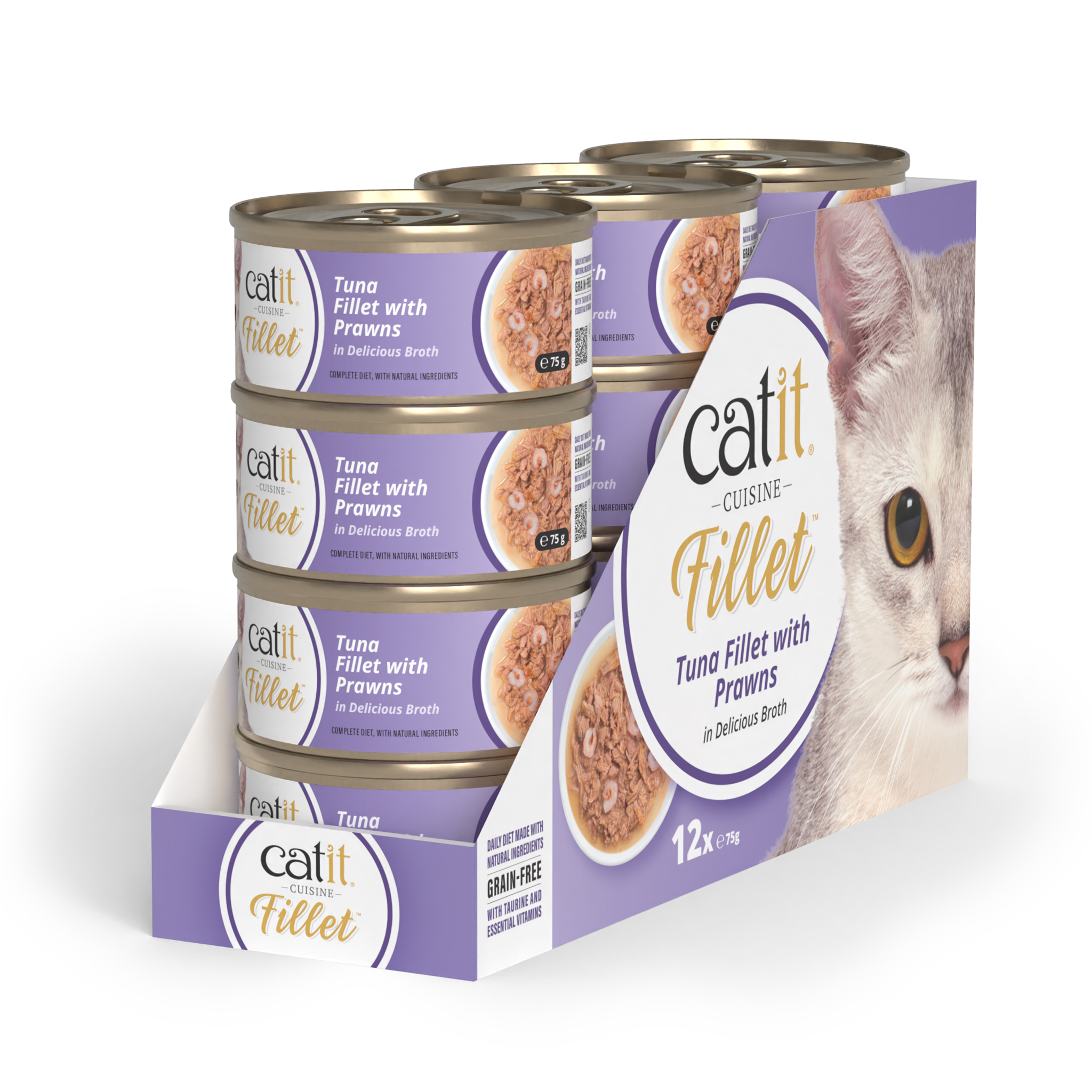 Catit Cuisine Tuna Fillet with Prawns, 12 x 75 g