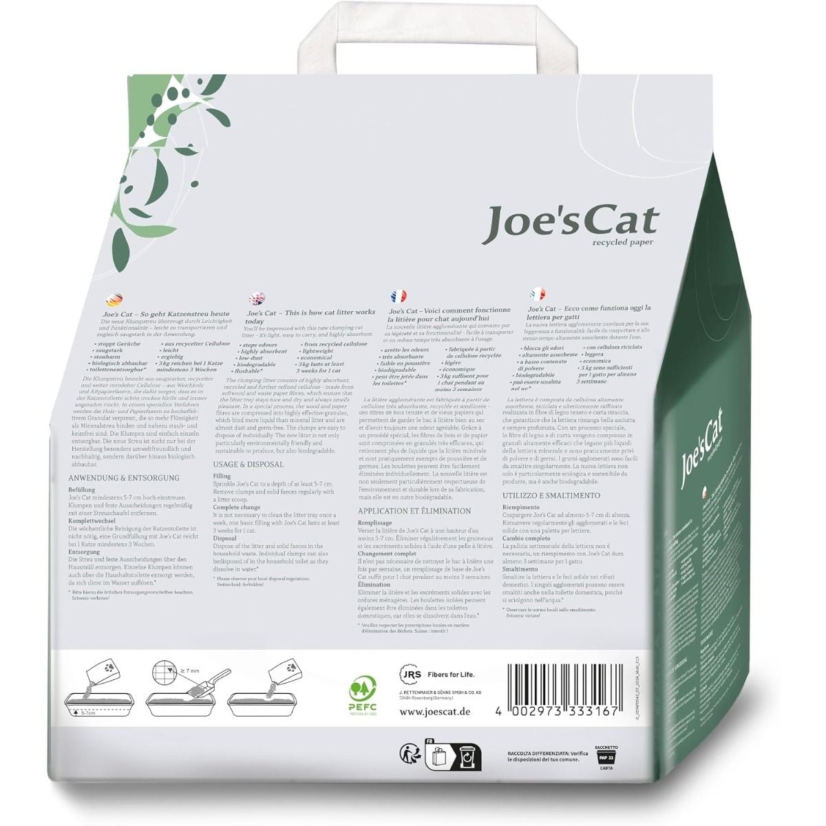 Joe's Cat Recycled Paper Clumping Cat Litter - 8L