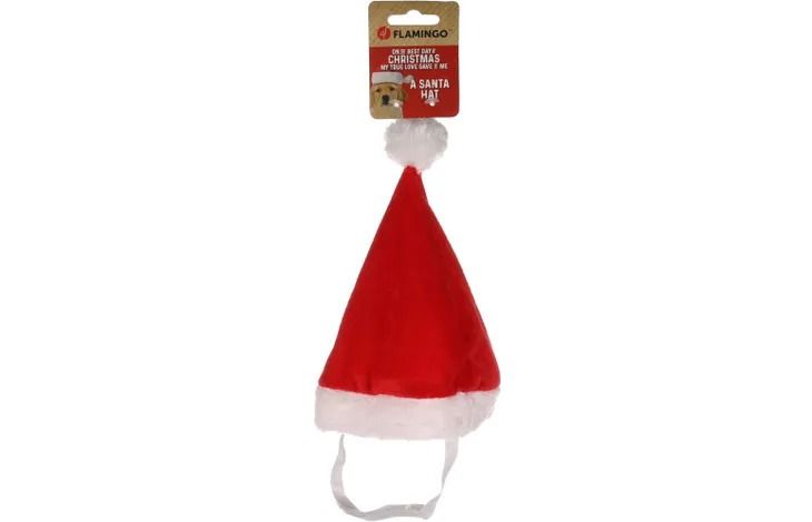 Flamingo Ponne Red Santa Christmas Dog Hat - Red