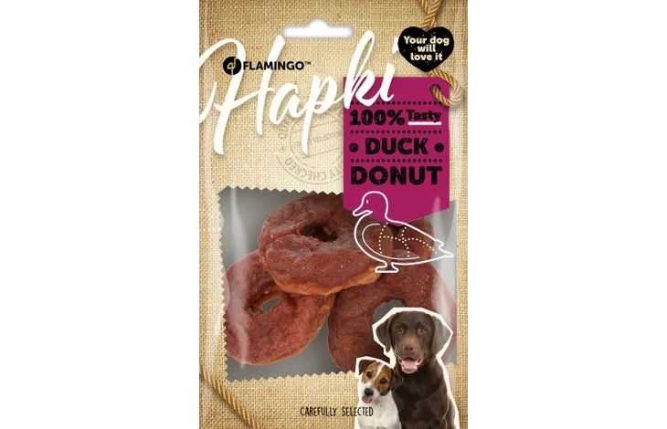 Flamingo Hapki Duck Donut Dog Treats 4pcs 95g - 95g