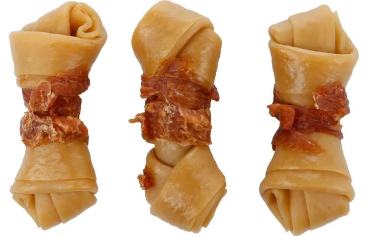 Flamingo Chicken Knotted Bone Dog Treats 6cm - 120g