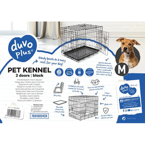 Duvo Dog Crate 2 doors Plastic Tray Black[Dimension - 76 x 48 x 54cm]