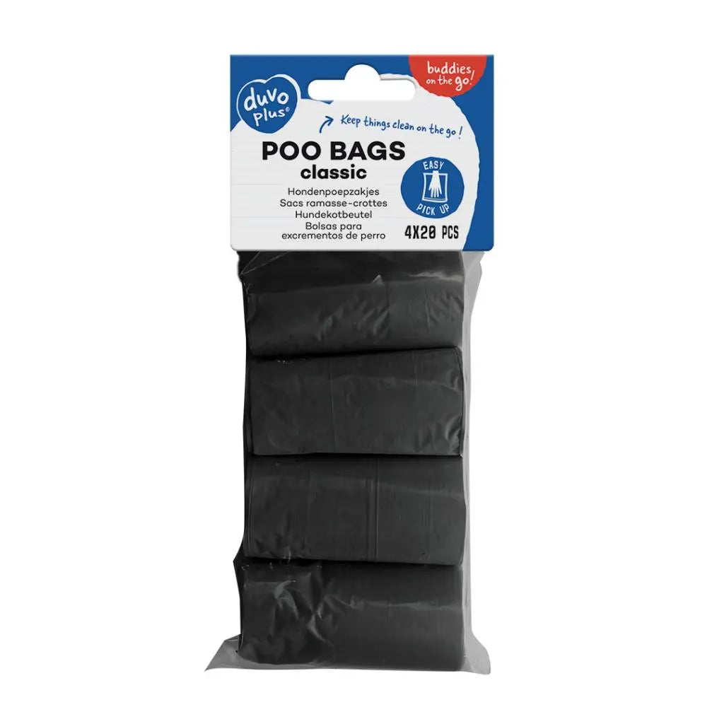 Duvo Poo Bags Rolls Black 4 x 20Pcs[Count - 4]