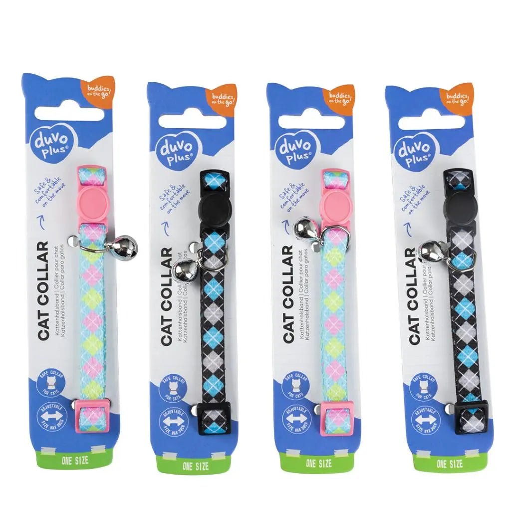 Duvo Cat Collar Nylon Mixed Colors 20 - 30cm / 10mm[Texture - Scottish Squares]