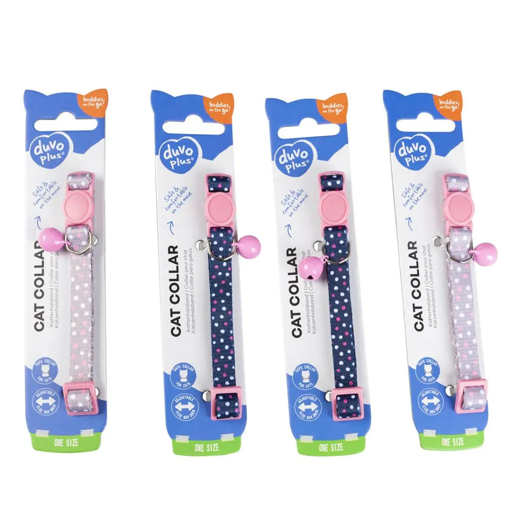 Duvo Cat Collar Nylon Mixed Colors 20 - 30cm / 10mm[Texture - Blue/beige Dots]