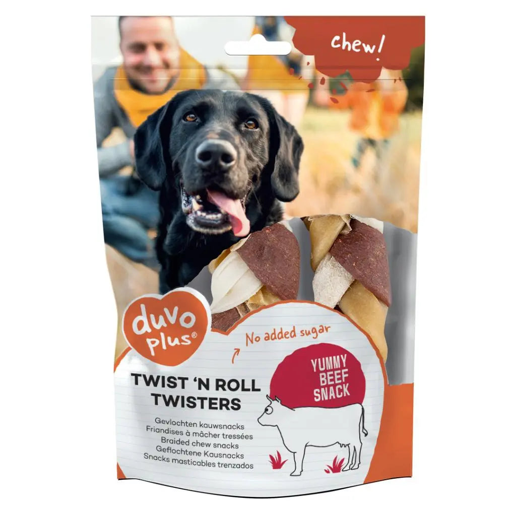 Duvo Twist'N Roll Twisters Beef 25cm - S - 3Pcs / 12.5cm-L-2Pcs[Count - 2, Length - 12.5cm]
