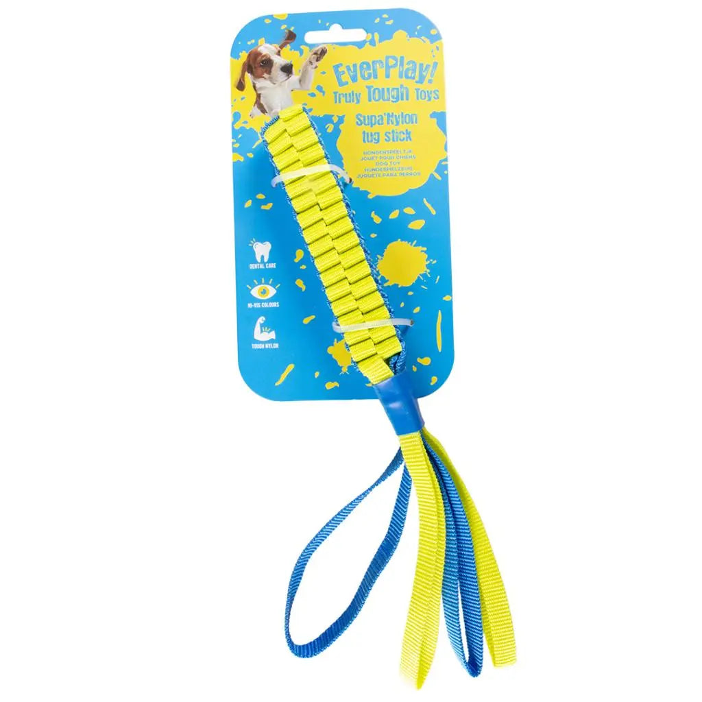 Duvo Supa' Nylon Tug Stick S - 30 x 30cm - Blue / Yellow[Dimension - 50 x 30cm]
