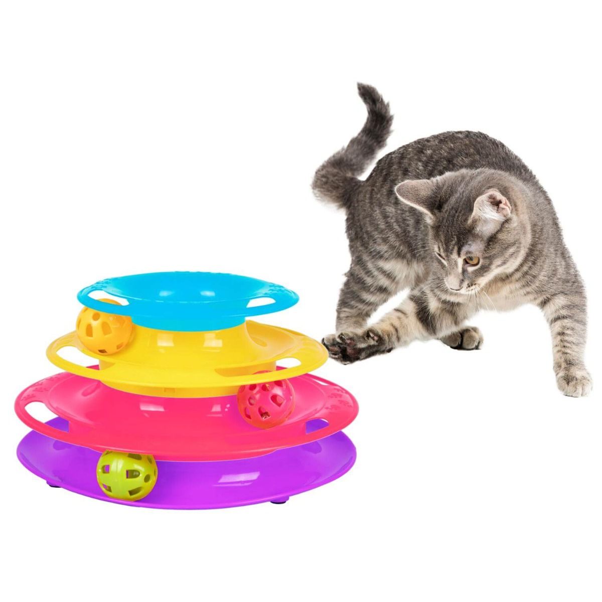 Flamingo Bagera Ball Track Tower Cat Toy -
