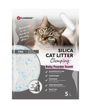 Flamingo Silica Fine Baby Powder Scent Clumping Cat Litter - 17L