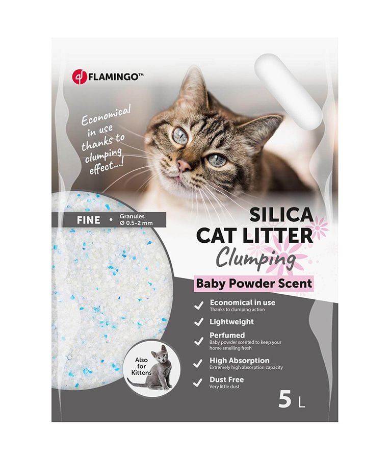 Flamingo Silica Fine Baby Powder Scent Clumping Cat Litter - 17L
