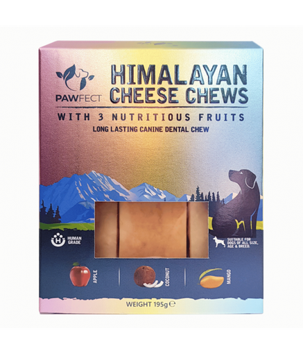 Pawfect Himalayan Cheese Chew Bar with 3 Nutritious Fruits 195g (3x 65g)