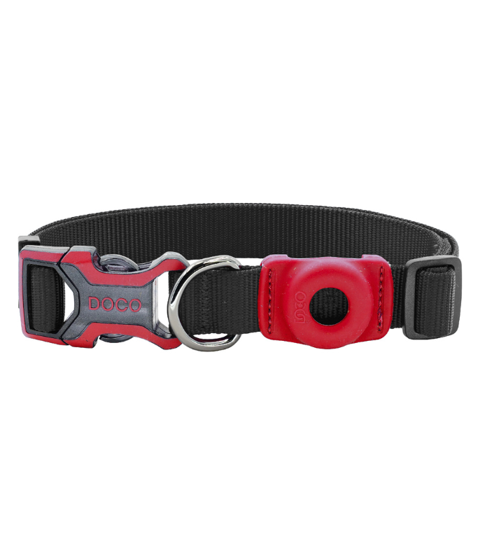 DOCO® AirTag D-ring Collar ATC-23002-01L (2.5 x 45-68cm), Large, Black [Size - L (2.5 x 45-68cm)]